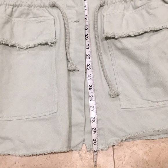 Zara denim oversized jacket w waist tie in green NWOT - Picture 16 of 17